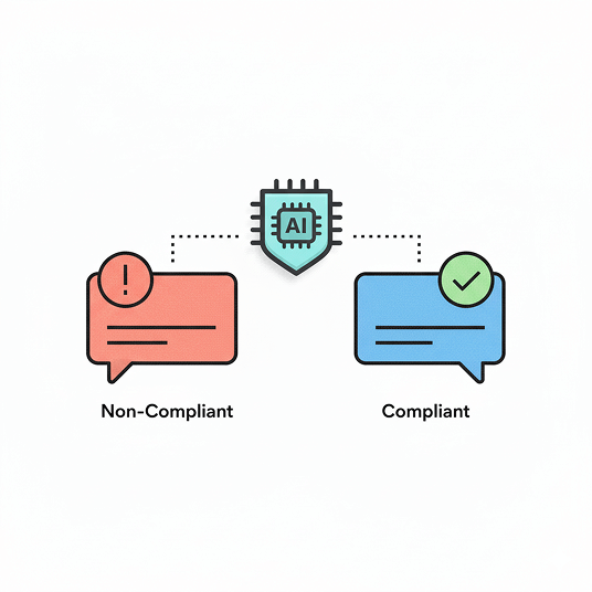 AI checking SMS content for compliance to prevent blocked messages.